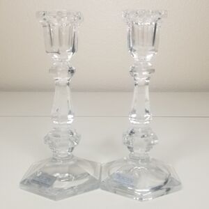 Toscany Collection Crystal 7.25"H Tapered Candlesticks‎ Candle Holders Pair
